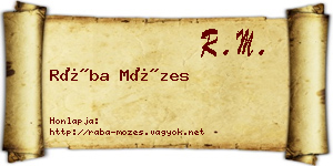 Rába Mózes névjegykártya